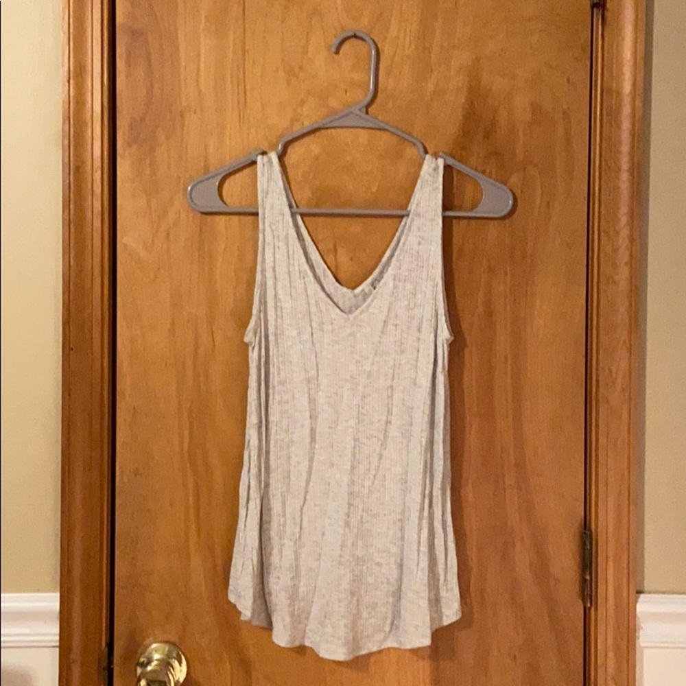 Grey ribbed tank top